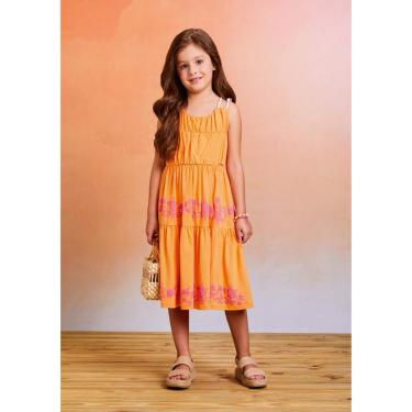 Imagem de Vestido Midi Infantil Malha Cotton Laranja Candy Momi-Feminino
