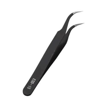 Imagem de Pinça De Precisão Em Aço Inoxidável Preto Com Ponta Curva E Reta, Resi