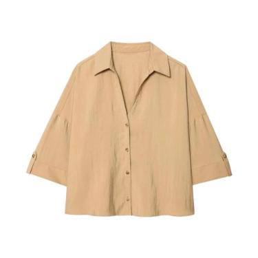 Imagem de Conjunto Feminino De Verão: Camisa De Manga Larga Com Cinto E Shorts P