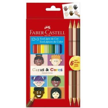 Imagem de Lápis de Cor Caras e Cores 12 Cores + 6 Tons de Pele, Faber-Castell