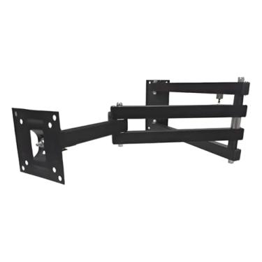 Imagem de Suporte de parede para TV com três articulações, compatível com TVs LCD, LED e plasma, na cor preta.