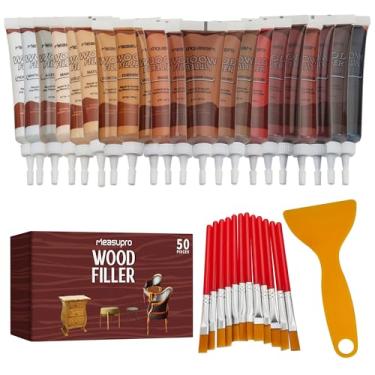 Imagem de MeasuPro Kit de reparo de móveis 50 peças - escovas, marcadores, raspador, enchimento de madeira de resina, enchimentos com massa de madeira, combinação de madeira de qualquer cor, reparo de arranhões