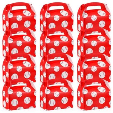 Imagem de Marspark 12 peças de lembrancinhas de festa de beisebol vermelhas sacos de lanche de beisebol doces com alças sacos de presente de papelão em massa para suprimentos de festa de aniversário com tema