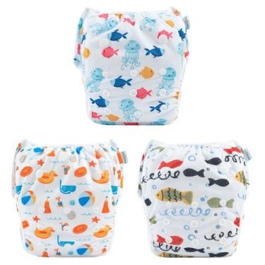 Imagem de Fraldas de natação para bebês babygoal, pacote com 3, reutilizáveis, a