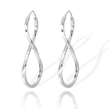 Imagem de Brinco Argola Infinito Prata 925 - Lojas La&Ny, 3, Prata