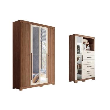 Imagem de Quarto Completo Modu +Cômoda QC311 Jatoba/Areia - Santos Andirá