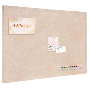 Imagem de QUEENLINK Quadro de avisos grande, quadro de cortiça de feltro dobrável de 122 cm x 91 cm para parede, quadro de visão decorativo de 122 x 91 cm para escritório em casa, escola, com fita autoadesiva