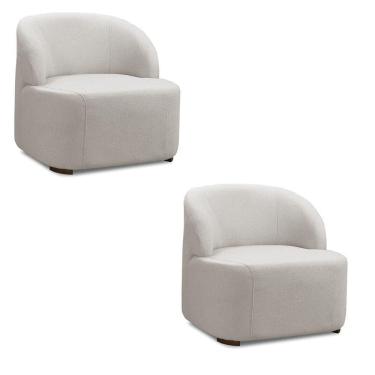 Imagem de Poltrona Decorativa Orgânica Kit 2 Diully Bouclê E03 - D`rossi Cor Cinza Claro