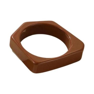 Imagem de Pulseira De Resina Acrílica Geométrica Larga Retrô Feminina Para Festa