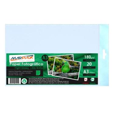 Imagem de Papel Fotográfico A3 180g Brilhante 297X420mm Marpax 20fls