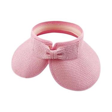 Imagem de Chapéu De Palha Feminino De Verão Com Aba Larga Dobrável E Laço, Prote