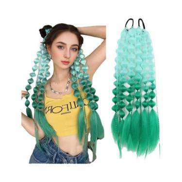 Imagem de Extensão De Rabo De Cavalo Sintético Trançado Colorido Longo Com Elást