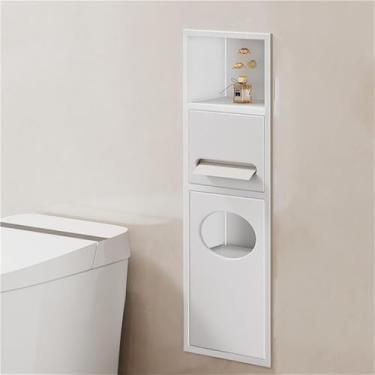 Imagem de Rack de armazenamento de papel higiênico - Nicho de parede de aço inoxidável para chuveiro embutido e lixeira embutida - ideal para banheiros de shopping centers