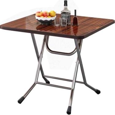 Imagem de Mesa dobrável portátil - alta capacidade de carga, mesa de jantar e estudo multifuncional, design compacto para casa e escritório, cor de tronco, 80 x 80 x 77 cm, fácil armazenamento e uso