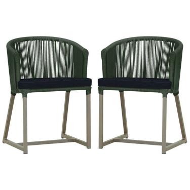 Imagem de 2 Cadeiras De Jantar Noronha Fendi Corda Náutica E12 Trama Verde