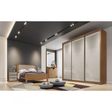 Imagem de Guarda Roupa Casal 3 Portas 4 Gavetas - Arezzo Plus-cumaru-fendi - Móveis Novo Horizonte