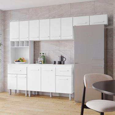 Imagem de Cozinha Zínia Completa Balcão Com Tampo Mb1 300cm Branco