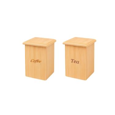Imagem de Pote Cafe e Cha Bambu Tampa Organizador Porta Mantimentos