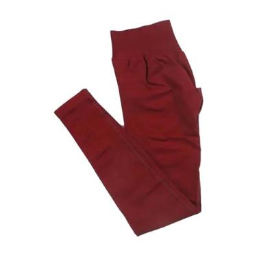 Imagem de tincolia Calça legging feminina sem costura, faixa baixa com nervuras, roupas de ginástica, roupa de ginástica, apertada, bumbum justa-Jiuhongse-Xs