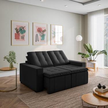 Imagem de Sofá Cama Retrátil e Reclinável 3 Lugares 180cm Veludo Palmeira CabeCa