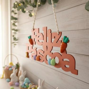 Imagem de da De Páscoa Recorte Vazado com a frase Feliz Páscoa Mdf De 3mm - Fuin