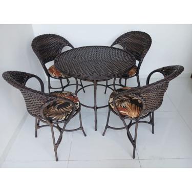 Imagem de Conjunto de Mesa e Cadeiras em Fibra Sintética Argila 