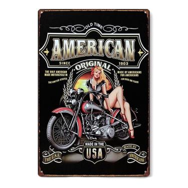 Imagem de Decoração de parede Pintura em ferro Placa de estanho de metal American Motorcycle