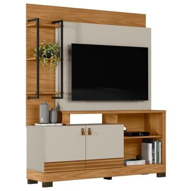 Imagem de Estante Painel Para Tv 50 Pol 160cm Pilar L06 Nature-off White - Mpozenato