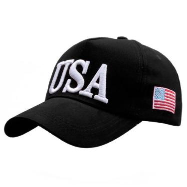 Imagem de Boné de beisebol Trucker Plain Hat, algodão bordado, bandeira dos EUA 