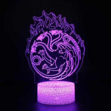 Imagem de Luz noturna LED 3D Game of Thrones Houses Targaryens - Yiweisai