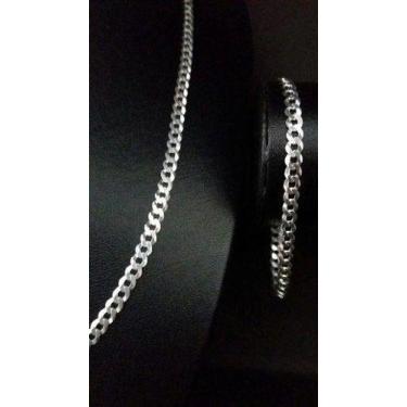 Imagem de Corrente + Pulseira Grumet Masculina De Prata 925 5mm 60cm - Michester