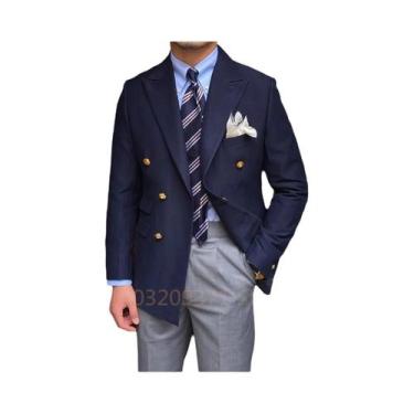 Imagem de Blazer Masculino Slim Fit De Cor Sólida Com Lapela E Manga Longa, Esti