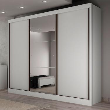 Imagem de Guarda Roupa Turim 3 Portas 6 Gavetas Com Espelho Clic Móveis Branco