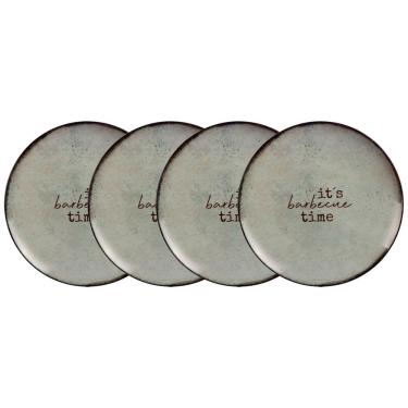 Imagem de Kit Prato Raso Tramontina Churrasco Rustic Porcelana 28cm 4 Peças Tramontina