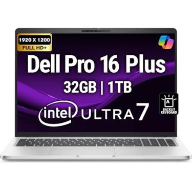 Imagem de Notebook empresarial Dell Pro 16 Plus PB16250 (substitui Latitude 5550) 40.6 cm FHD+ Intel Ultra 7-265U, 32GB DDR5 RAM, 1TB NVMe, Wi-Fi 6E, BT, teclado retroiluminado, webcam HD, RJ-45, Win 11 Pro