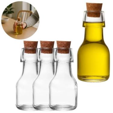 Imagem de 3 Garrafas De Vidro 70ml P/ Azeite Tampa Rolha Premium - Lyor