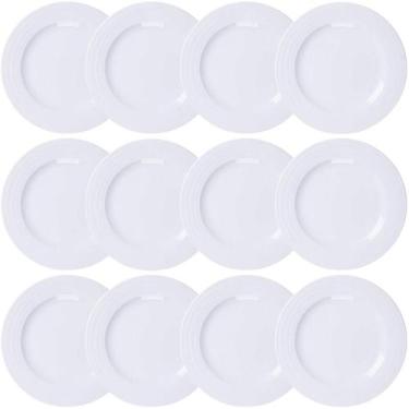 Imagem de Kit 12 Pratos de Porcelana Branco 27cm Raso Tramontina Vibrare Aba Lar
