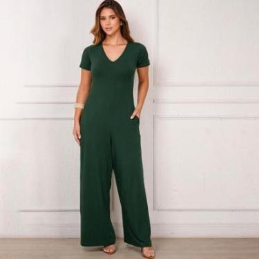 Imagem de Macacão Pantalona M/C Bolsos BBonnie Esther Verde Musgo-Feminino