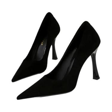 Imagem de Sapatos De Salto Alto Pretos Elegantes De 10cm E 7cm Para Mulheres, Sa
