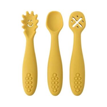 Imagem de Conjunto De Colher E Garfo De Silicone Para Bebês 3PCS Utensílios De A