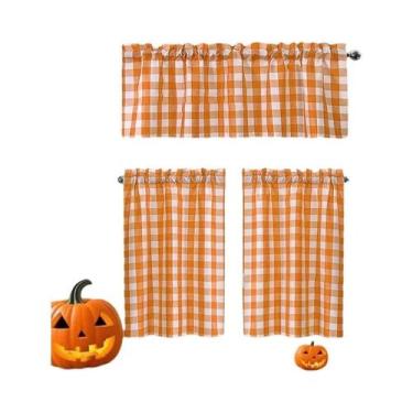 Imagem de Cortina Curta Xadrez Estilo Wansheng Para Cozinha, Varanda, Sala De Es