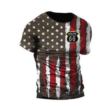 Imagem de Camiseta Vintage Oversized Masculina US Route 66 Tamanho Europeu Casua