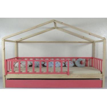 Imagem de Bicama Montessoriana Solteirão Frente Casinha Colorida Madeira Maciça 