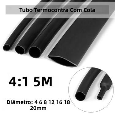 Imagem de Tubo termorretrátil de 5m 4:1, com cola, tubo termoretrátil de parede 
