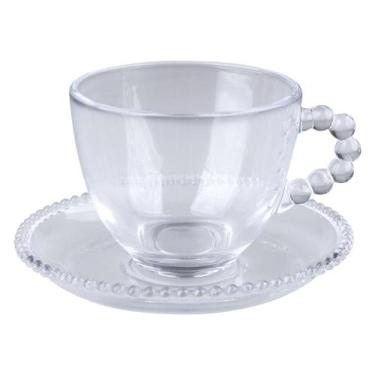 Imagem de Xícara com Pires de Vidro 220ml Cazza