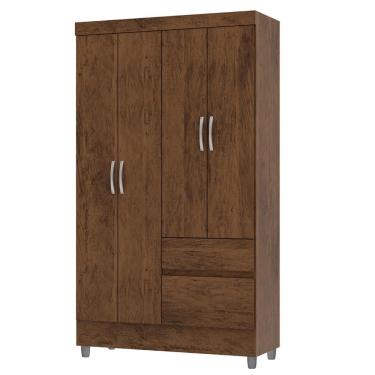 Imagem de Guarda Roupa Solteiro 4 Portas Imbuia-Rústico 2 Gavetas Ideal MDF Vila Rica