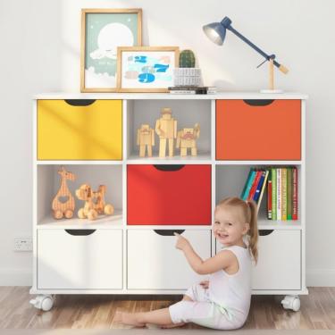 Imagem de Nicho Organizador Para Quarto Infantil 6 Gavetas Colorido Branco