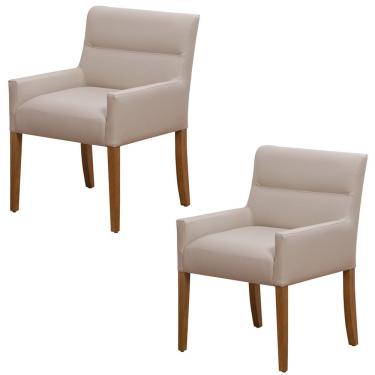 Imagem de Kit 2 Cadeiras Para Mesa De Jantar Angel Base Madeira Corano Bege - Nexta Casa