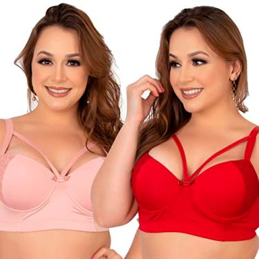 Imagem de Kit 5 Sutiã Feminino Alça Reforçada Plus Size Strappy Soutien Sustentação Cor:Cores Sor...