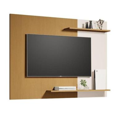 Imagem de Painel Suspenso Mênfis Para Sala Com Detalhe Ripado E Organizador Cedro/off